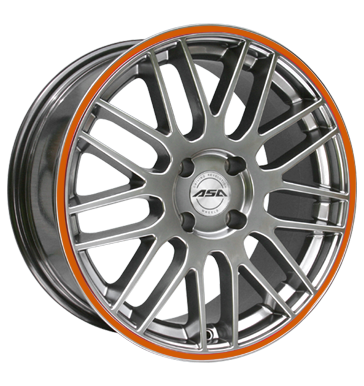 pneumatiky - 8.5x18 4x100 ET35 ASA GT 1 schwarz shiny silber mit orangem Ring Zimn pln kola Steel Rfky / Alu prslusenstv Barvy a Laky Autodlna