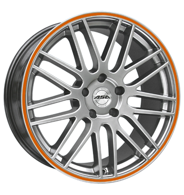 pneumatiky - 9.5x19 5x120 ET20 ASA GT 1 schwarz shiny silber mit orangem Ring nepromokav odev Rfky / Alu Opel zimn pneu