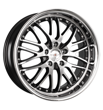 pneumatiky - 8.5x19 5x112 ET32 Axxion Bellagio schwarz schwarz hochglanz pol. mit verchromtem EB mastek Rfky / Alu Motorsport Truck cel rok b2b pneu