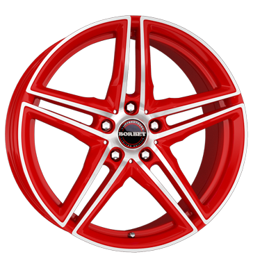 pneumatiky - 8.5x19 5x120 ET35 Borbet XRT rot racetrack red polished Vyloucen Rfky / Alu KING MERCEDES BENZ Hlinkov disky