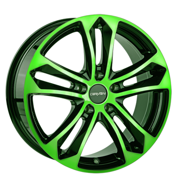pneumatiky - 7.5x17 4x100 ET38 Carmani 5 Arrow grün neon green polish provozn zarzen Rfky / Alu prejezdy Alutec Autoprodejce