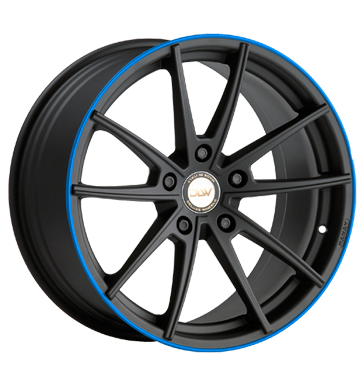 pneumatiky - 9.5x19 5x112 ET35 Deluxe Wheels Manay K schwarz schwarz matt Akzentring blau lackiert Baro Rfky / Alu vstrazn trojhelnky kolobezka pneu b2b