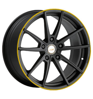 pneumatiky - 9.5x19 5x120 ET25 Deluxe Wheels Manay K schwarz schwarz matt Akzentring gelb lackiert STIL AUTO Rfky / Alu Drkov / Kosile letn Prodejce pneumatk