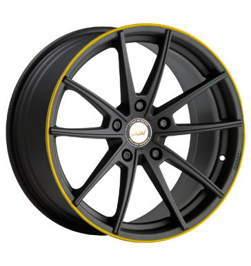 pneumatiky - 11x19 5x130 ET55 Deluxe Wheels Manay K schwarz schwarz matt Akzentring gelb lackiert KOLA Rfky / Alu Zesilovac Prslusenstv Svetla + Lights trziste