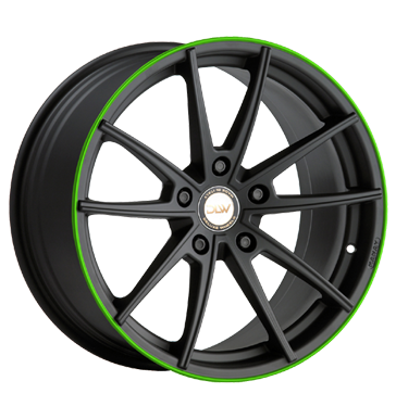 pneumatiky - 10.5x20 5x120 ET40 Deluxe Wheels Manay K schwarz schwarz matt Akzentring grün lackiert Sportovn vfuky Rfky / Alu kolobezka zvodn Sportluftfilter Autodlna