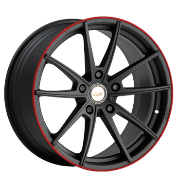 pneumatiky - 9.5x19 5x120 ET38 Deluxe Wheels Manay K schwarz schwarz matt Akzentring rot lackiert Motocyklov zvody Rfky / Alu Barracuda sportovn KOLA disky
