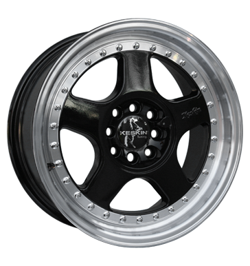 pneumatiky - 7.5x16 4x100 ET35 Keskin KT1 Klassik schwarz schwarz randpoliert extender ventil / drzk Rfky / Alu ventil cepice GS-Wheels b2b pneu
