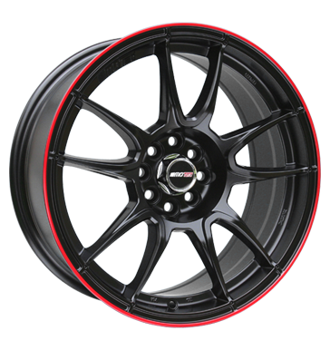 pneumatiky - 7.5x17 4x100 ET15 Motec Nitro schwarz schwarz matt mit rotem Rand kmh-Wheels Rfky / Alu Alessio Chiptuning + Motor Tuning Prodejce pneumatk