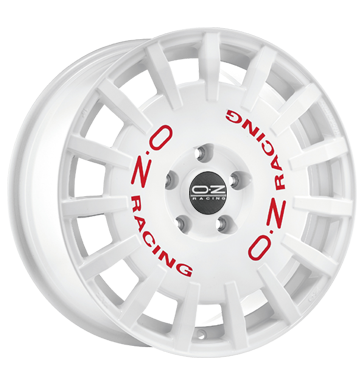 pneumatiky - 7x17 4x108 ET18 OZ Rally Racing weiss race white mit roter Schrift INDIVIDUAL Rfky / Alu Reparatursaetze Lehk nkladn vuz cel rok pneus