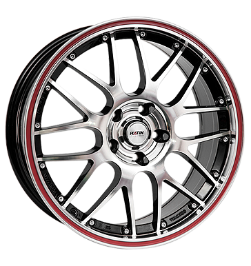 pneumatiky - 7x16 5x100 ET33 Platin P61 schwarz schwarz poliert roter Rand koncovky Rfky / Alu tazn lana kmh-Wheels Velkoobchod