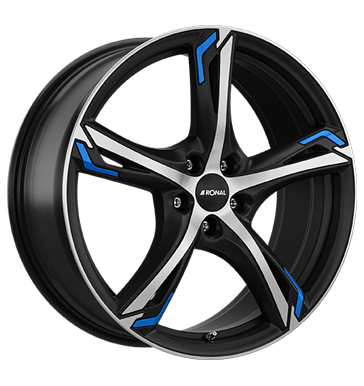 pneumatiky - 8x19 5x108 ET55 Ronal R62 Blue mehrfarbig jetblack-matt-frontkopiert blue subwoofer Rfky / Alu sportovn KOLA Cepice a klobouky disky