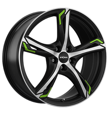 pneumatiky - 7.5x18 5x100 ET35 Ronal R62 Green mehrfarbig jetblack-matt-frontkopiert green Oldtimer Rfky / Alu viditelnost systm Hlinkov disky