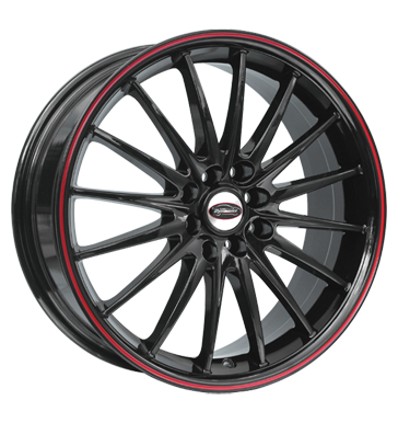 pneumatiky - 7x17 4x100 ET38 Team Dynamics Jet RS schwarz gloss-black + Felgenhorn rot zemn prce Rfky / Alu Offroad cel rok od 17,5 