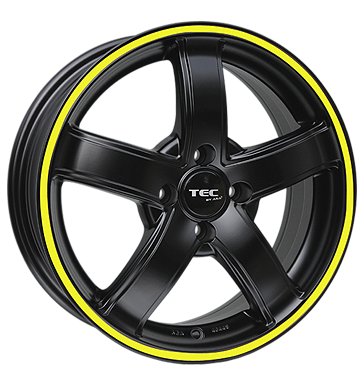 pneumatiky - 6x15 4x100 ET38 TEC Speedwheels AS1 schwarz schwarz seidenmatt mit gelbem Ring ABSENCE Rfky / Alu EXCENTRI pce o pneumatiky Predaj pneumatk