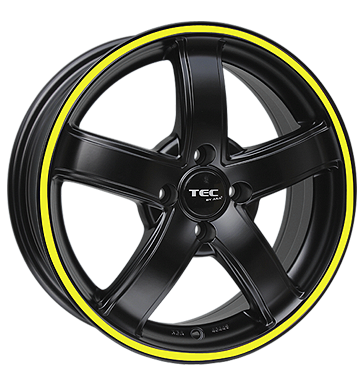 pneumatiky - 6.5x16 4x100 ET45 TEC Speedwheels AS1 schwarz schwarz seidenmatt mit gelbem Ring Vyloucen Rfky / Alu TEAM DYNAMICS ADVANTI Autodlna