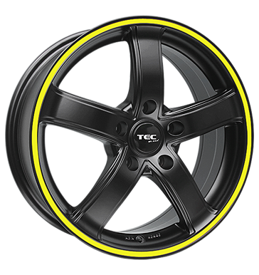 pneumatiky - 8x18 5x114.3 ET45 TEC Speedwheels AS1 schwarz schwarz seidenmatt mit gelbem Ring Maxx Kola Rfky / Alu motec kolobezka zvodn trziste