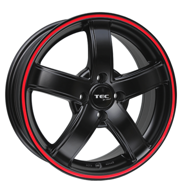 pneumatiky - 7x17 4x108 ET25 TEC Speedwheels AS1 schwarz schwarz seidenmatt mit rotem Ring Zimn kompletn kolo-ALU Rfky / Alu ZENDER Opel disky